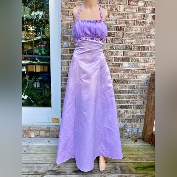 Lilac/Lavender Vintage 90s Princess Barbiecore Prom Dress- Repaired - Picture 3 of 11